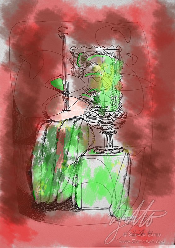 still-life-in-green-and-red