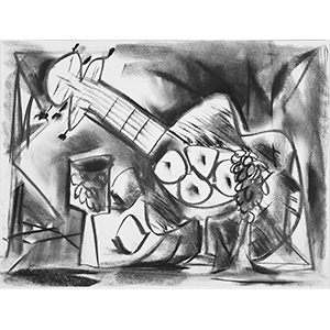 Still Life with Guitar Fruit and Wine Glass