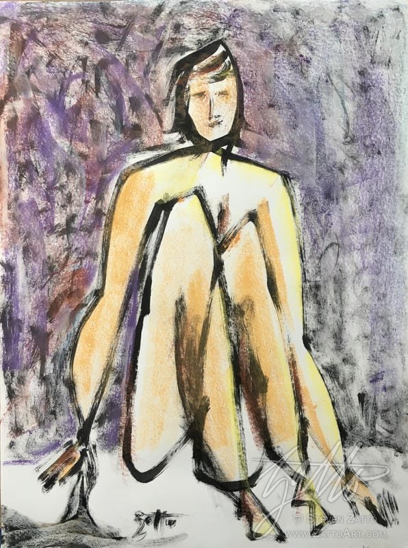 Seated Nude with Black Towel